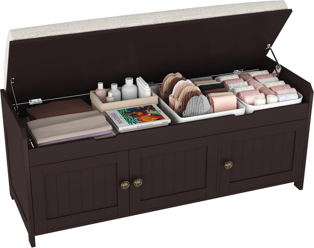 Espresso Lift Top Shoe Bench