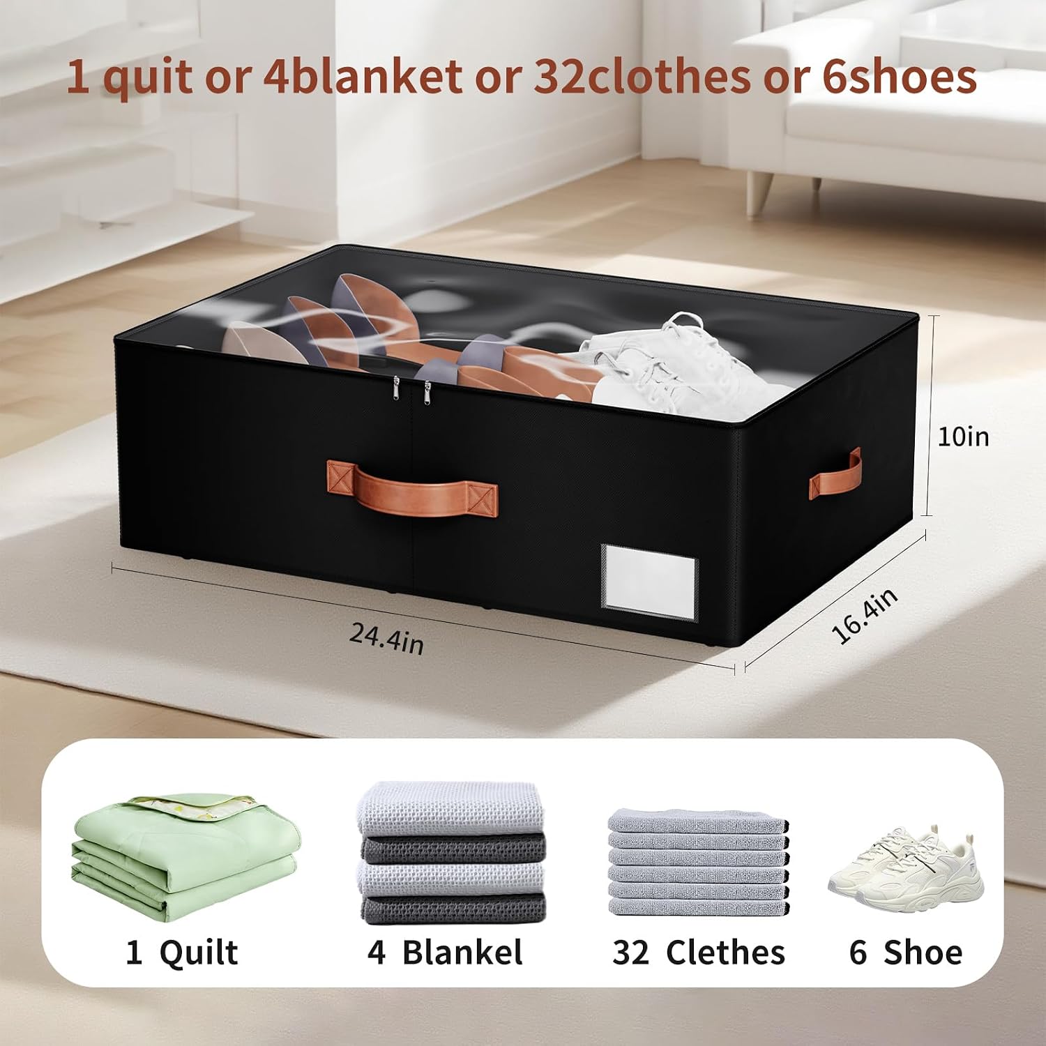 Black Rolling Under Bed Storage Drawers