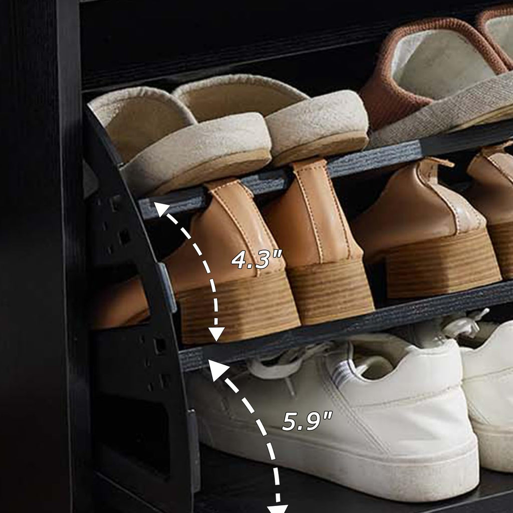 Black Cushioned Flip Drawer Shoe Storage Bench