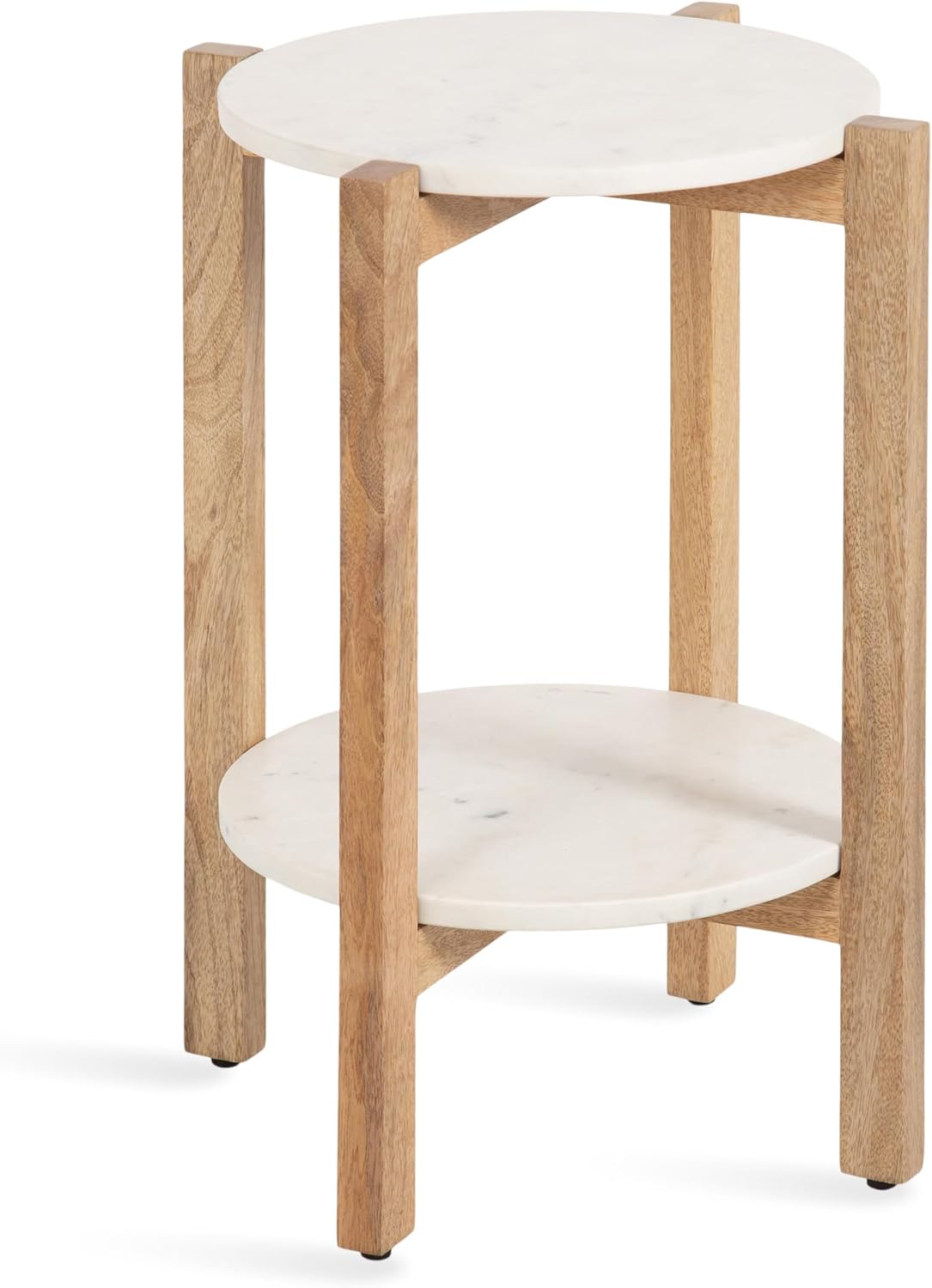 Kate Laurel Moxley Marble Wood Side Table
