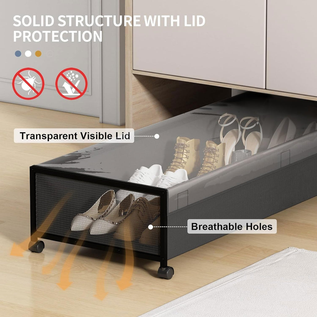 Black Rolling Under Bed Storage Drawers