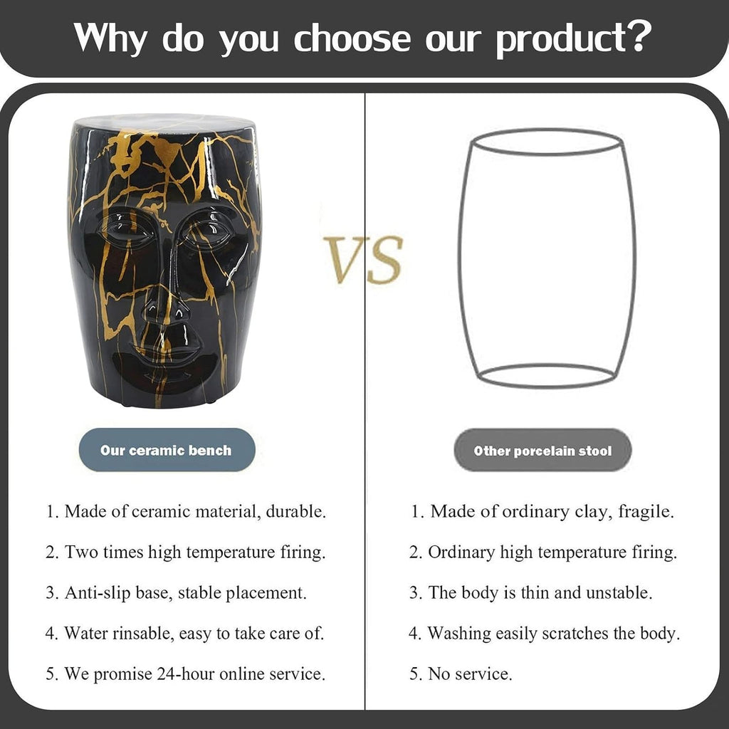 Black Gold Ceramic Garden Stool