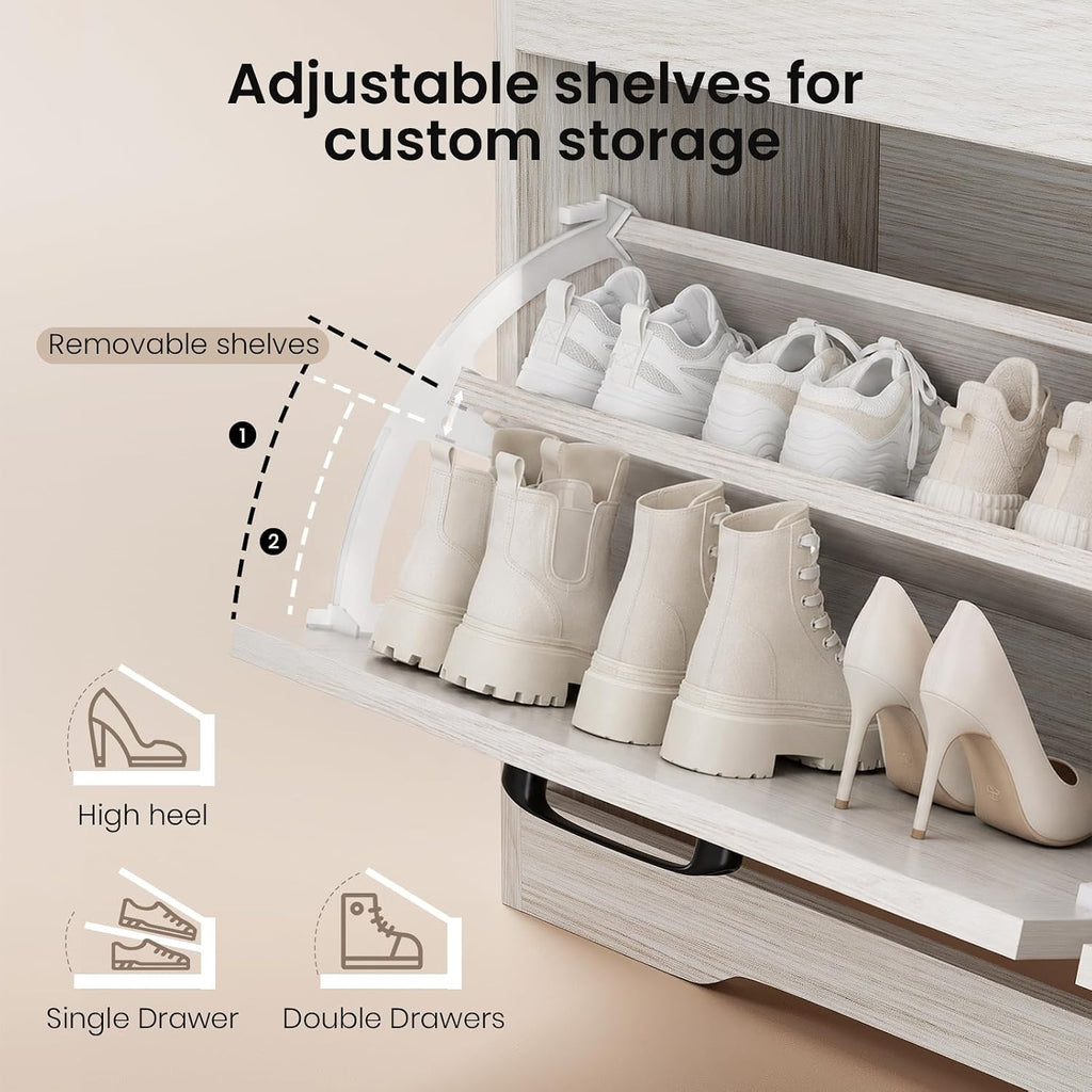 White Cushioned Shoe Storage Bench