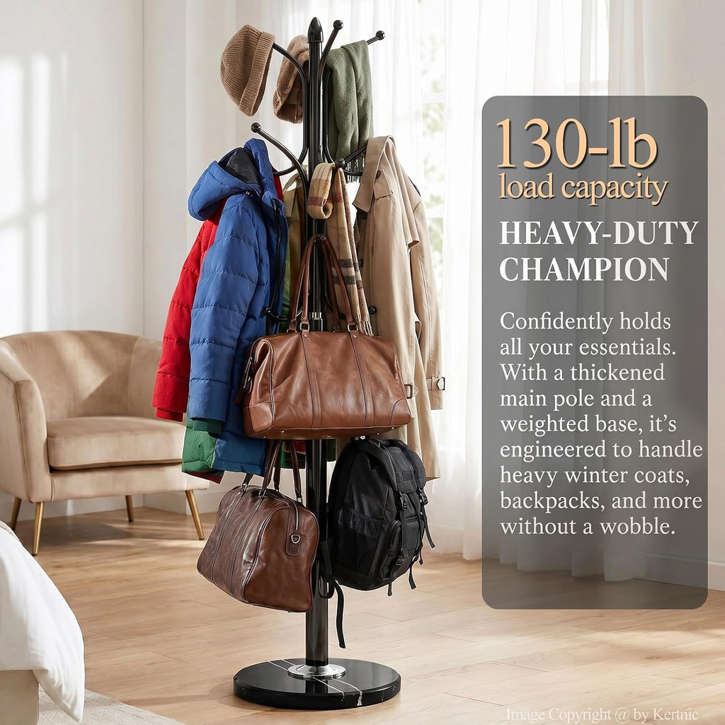 Black Marble Base Coat Rack Stand