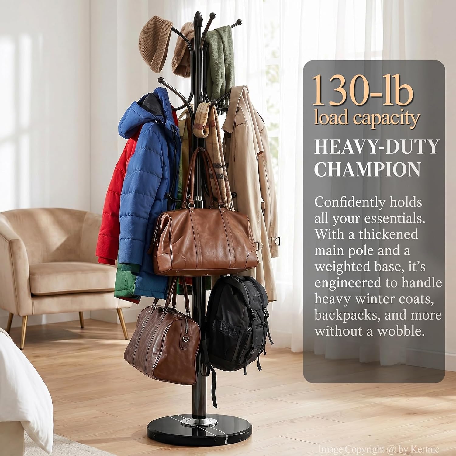 Black Marble Base Coat Rack Stand