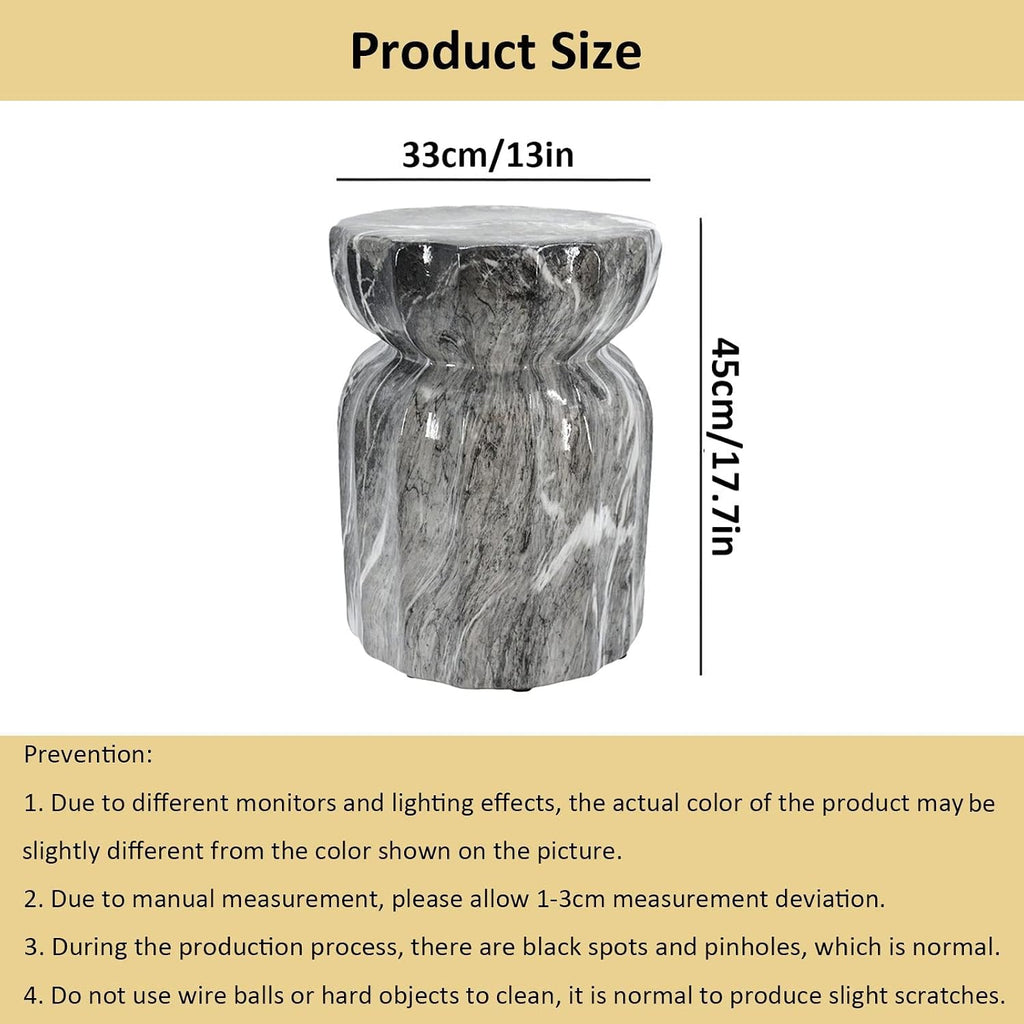 Faux Marble Drum Garden Stool