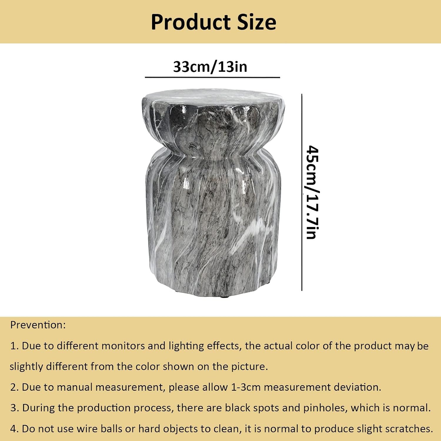 Faux Marble Drum Garden Stool