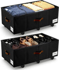Black Rolling Under Bed Storage Drawers