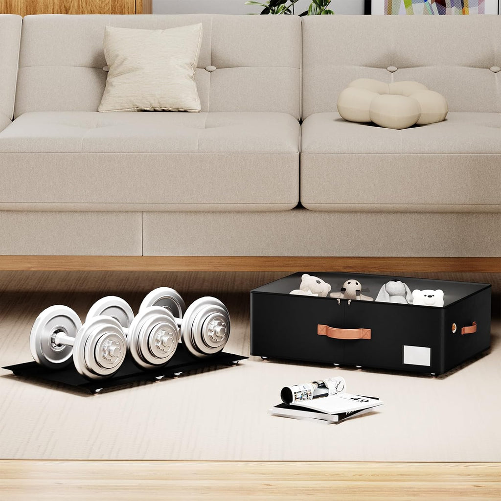 Black Rolling Under Bed Storage Drawers