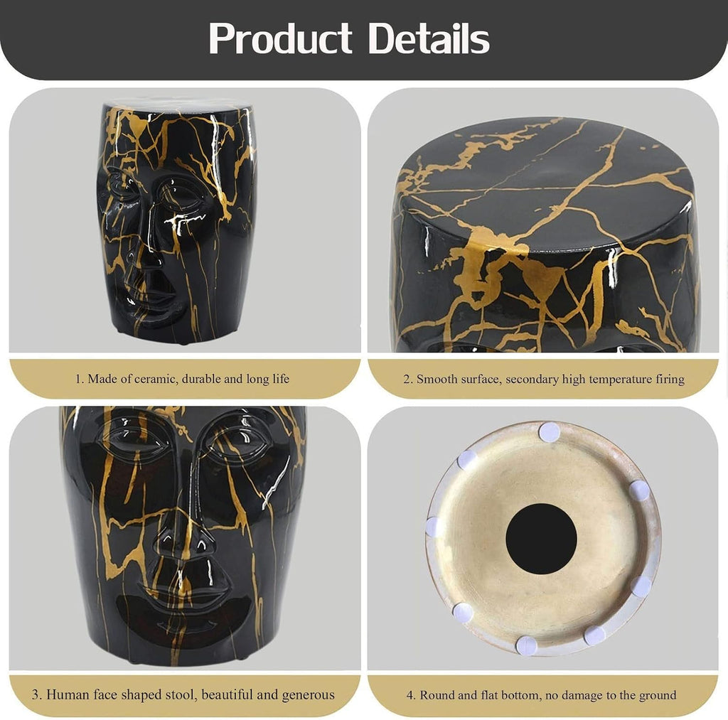 Black Gold Ceramic Garden Stool