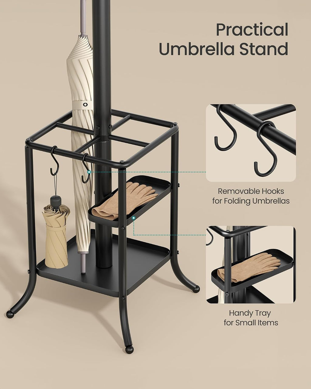 Metal Coat Rack With Umbrella Holder