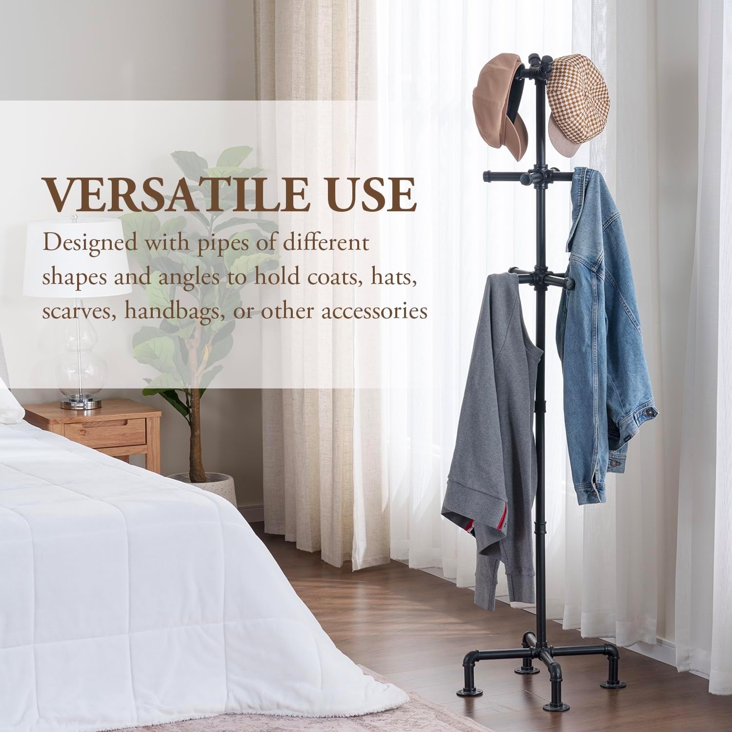 Industrial Pipe Design Coat Rack Stand