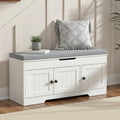 White Gray Flip Top Shoe Storage Bench