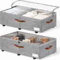 Grey Rolling Lidded Under Bed Storage Bins