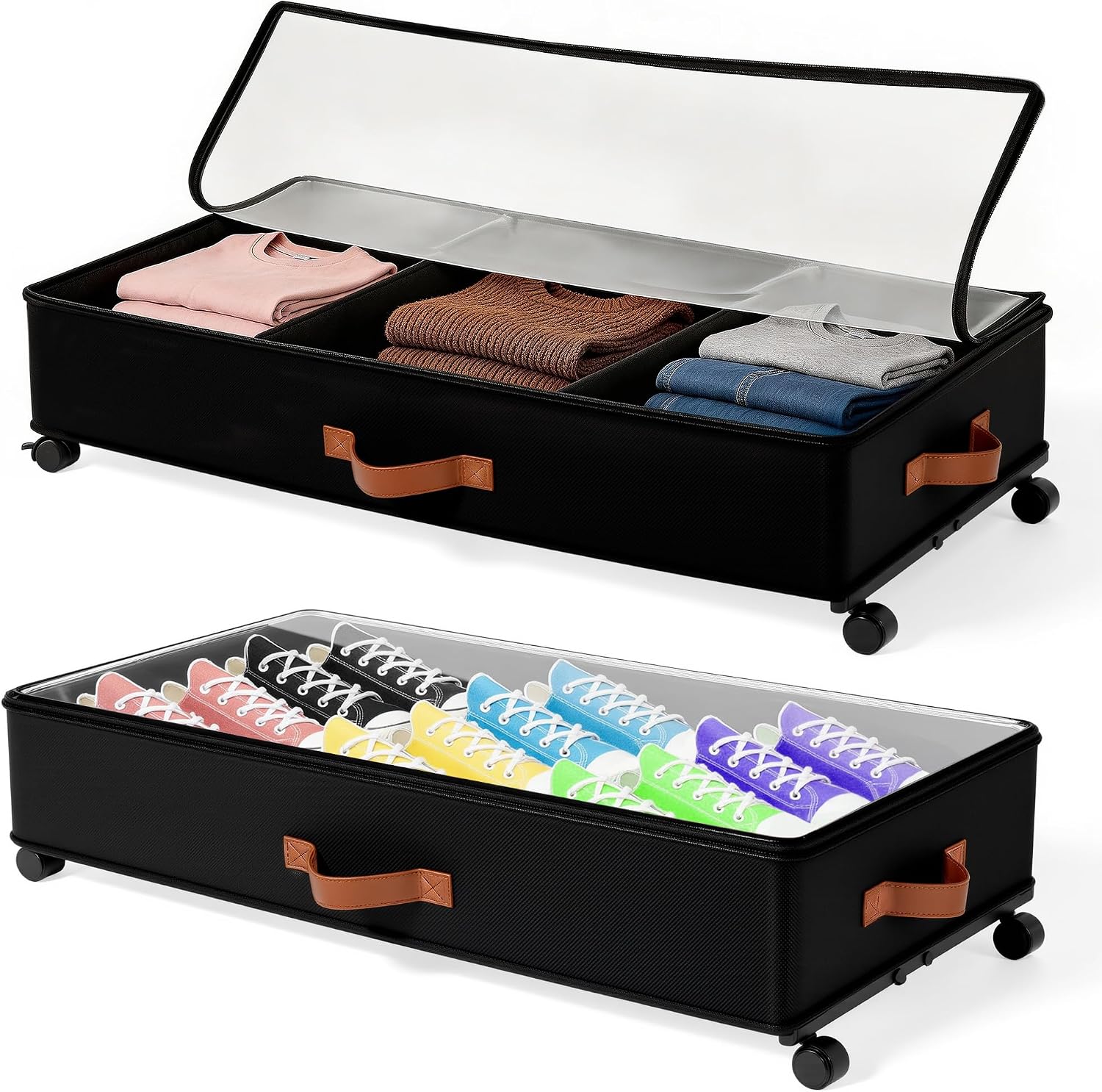 Black Metal Frame Under Bed Storage Bins