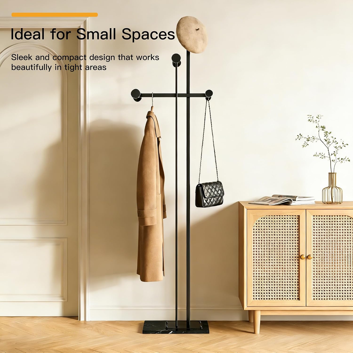 Black Marble Base Metal Coat Rack