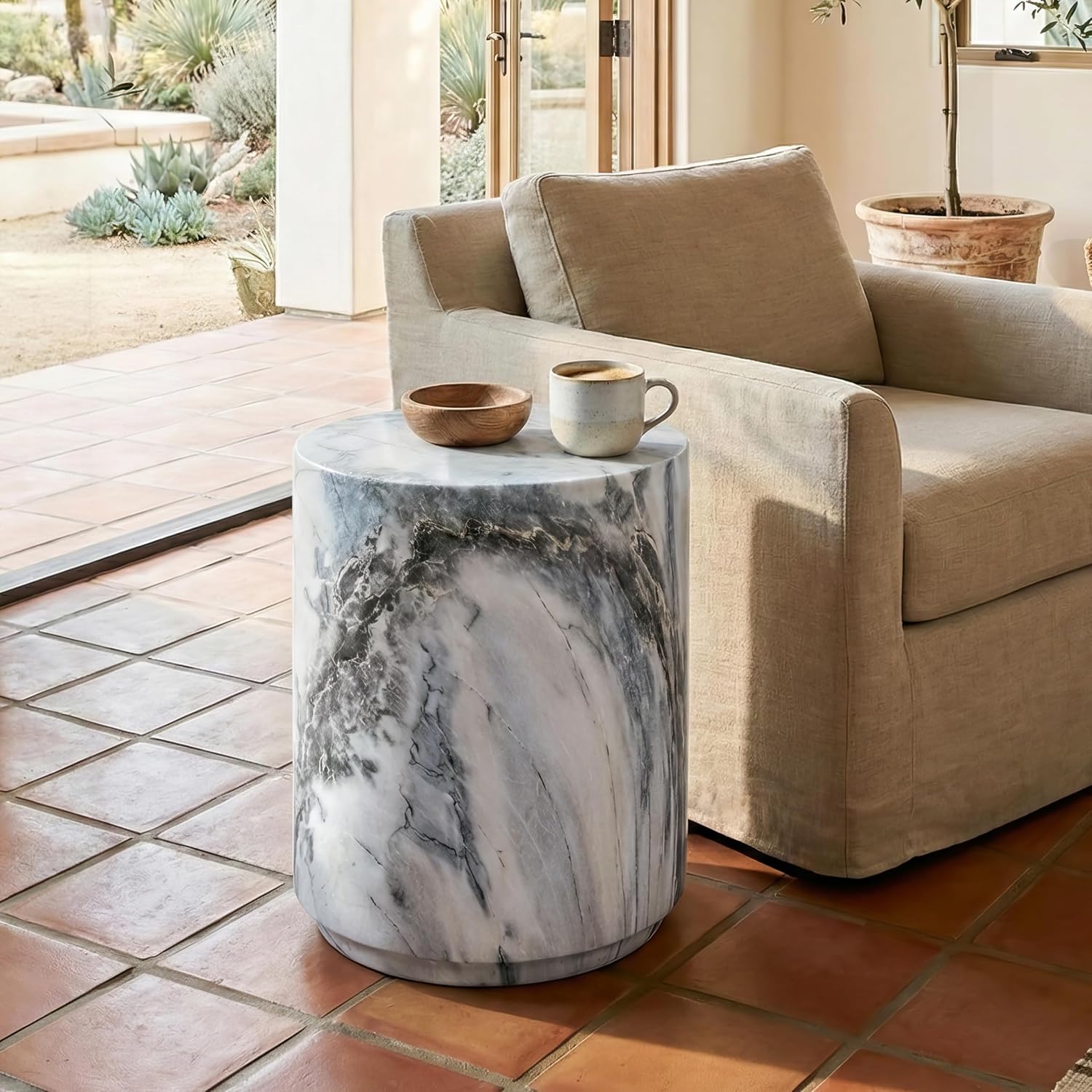 24/7 Shop Ranera Round Marble Side Table