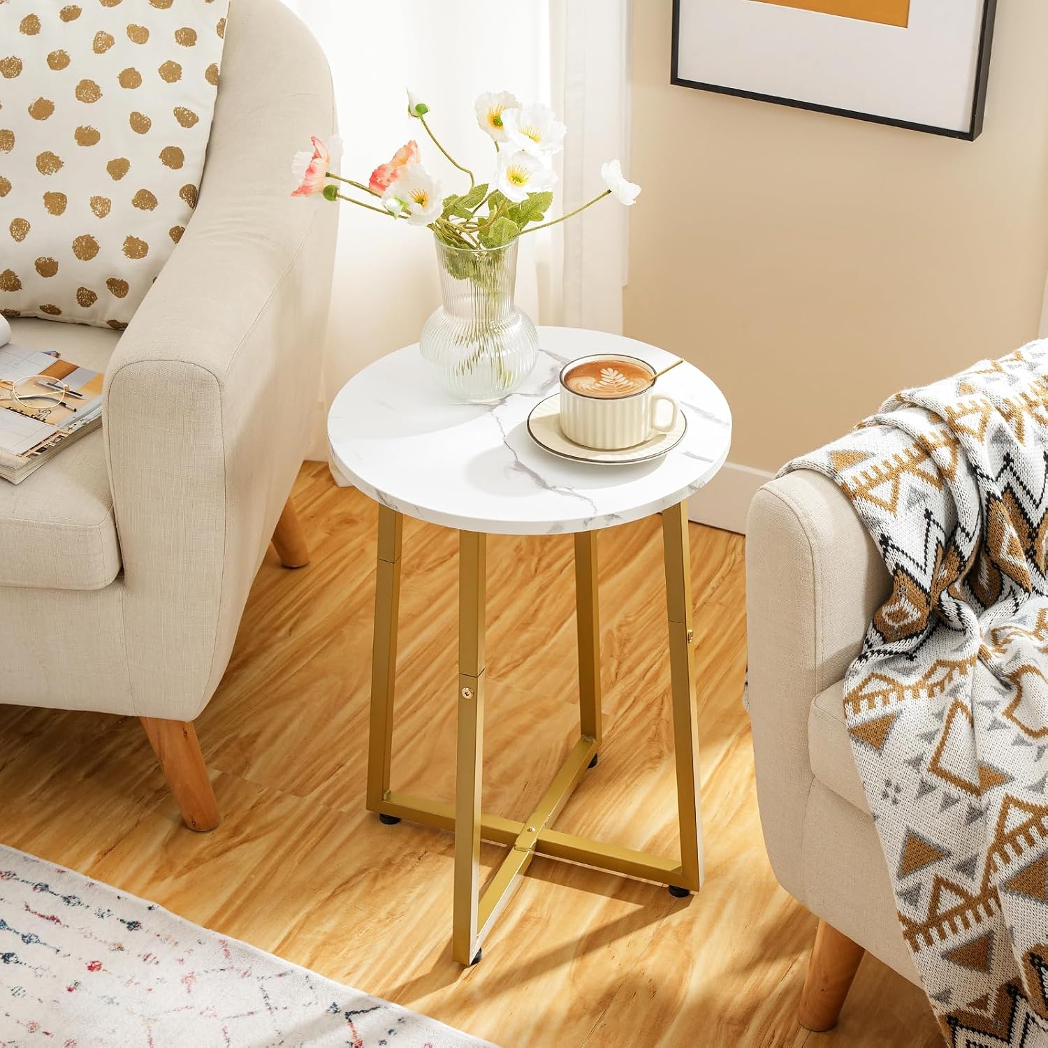 Marble Gold Round Side Table