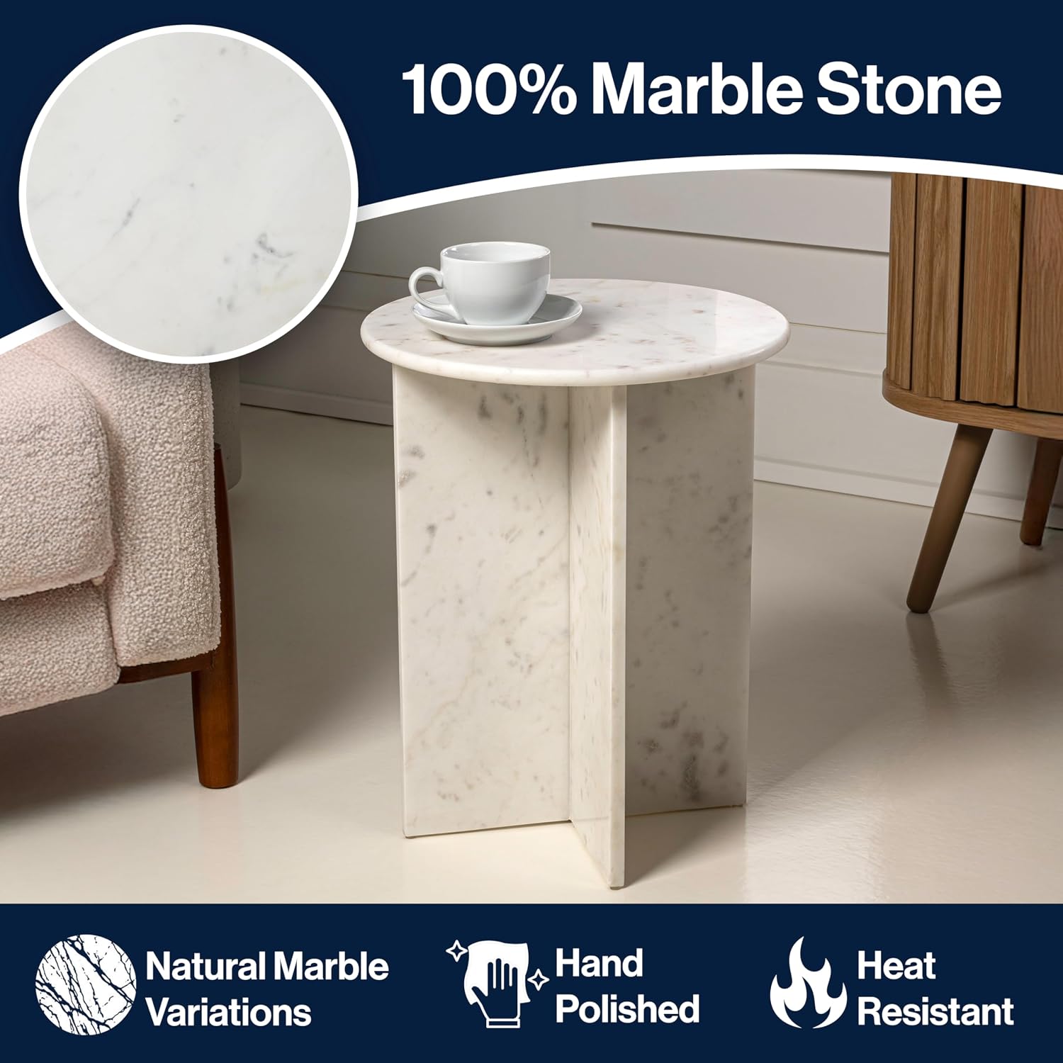 Javier Round Marble End Table