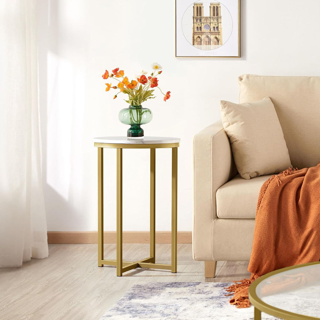 Gold Faux Marble Side Table