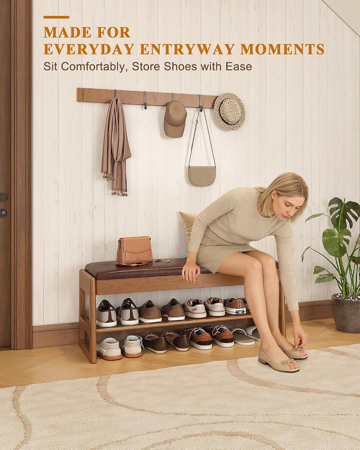 Cushioned Flip Top Storage Shoe Bench