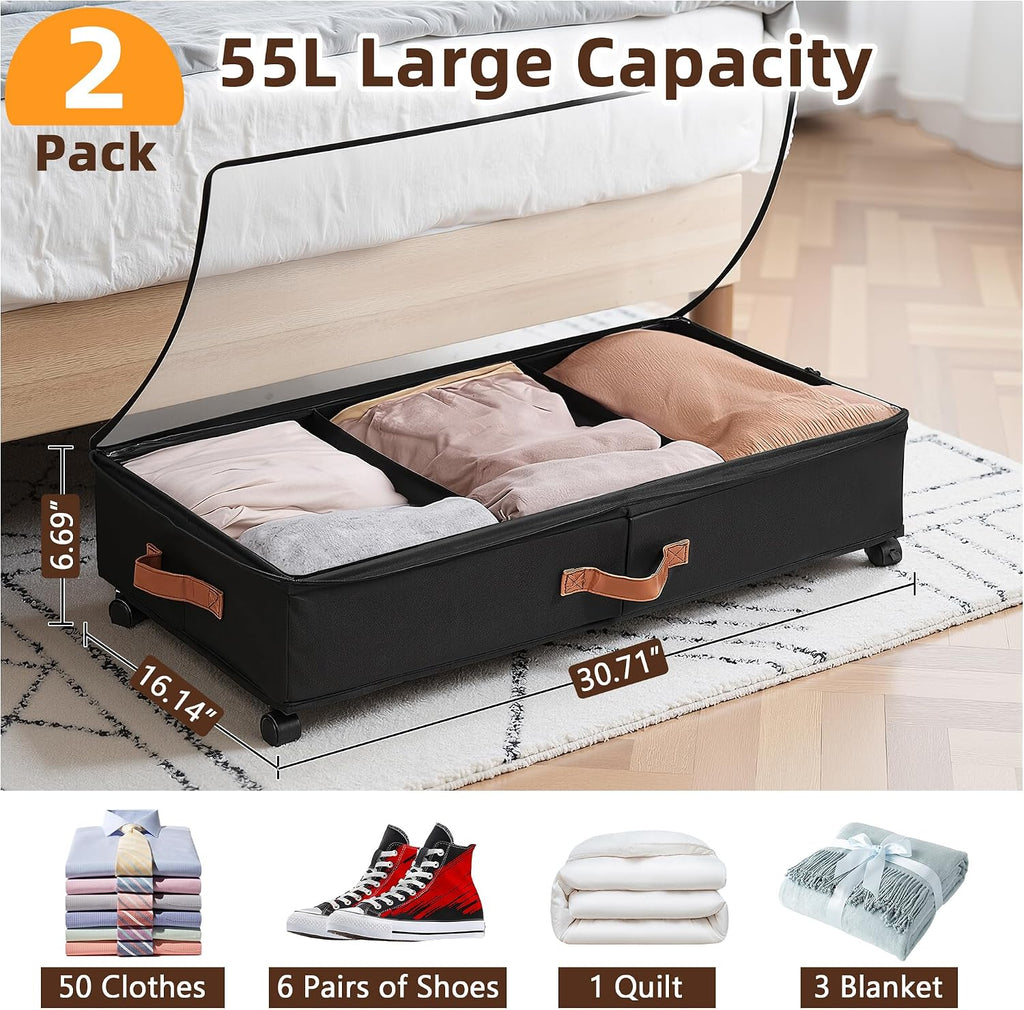 Black Metal Frame Under Bed Storage Bins