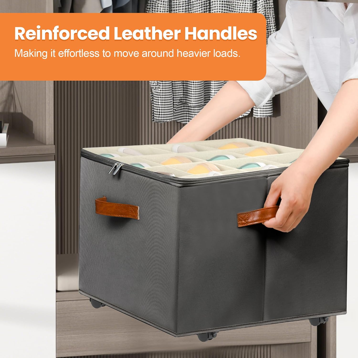 Gray Rolling Shoe Storage Boxes