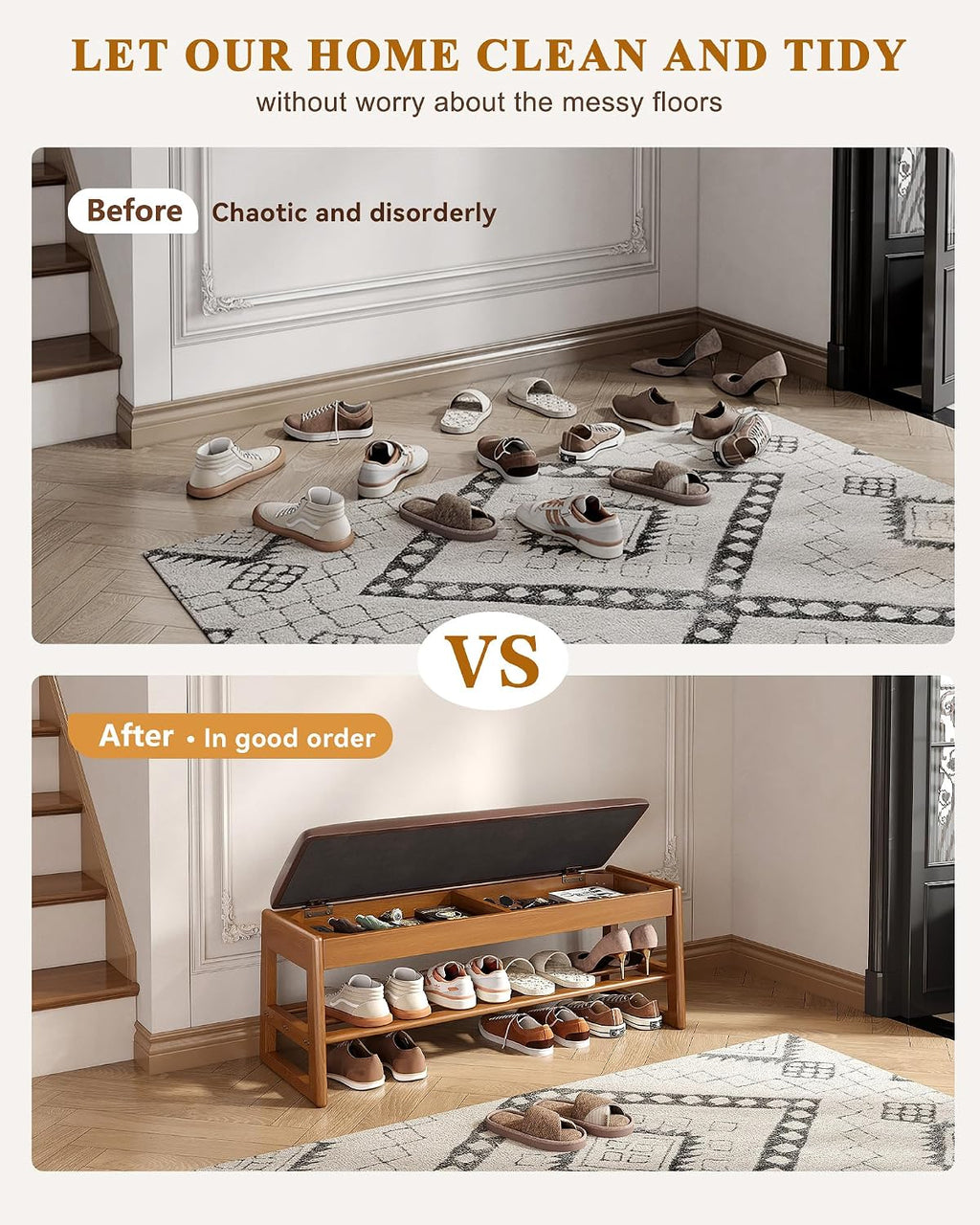 Cushioned Flip Top Storage Shoe Bench