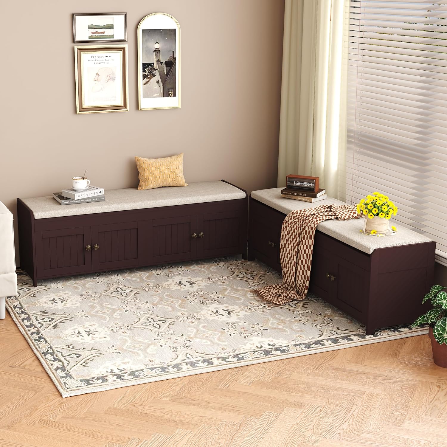Espresso Lift Top Storage Shoe Bench