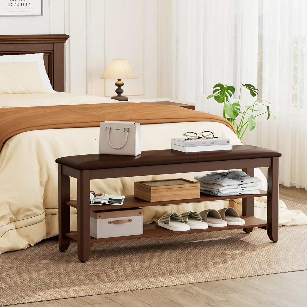 Walnut Flip Top Shoe Storage Bench