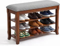 Wood Cushioned Flip Top Shoe Storage Bench