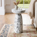 White Faux Marble Outdoor Side Table