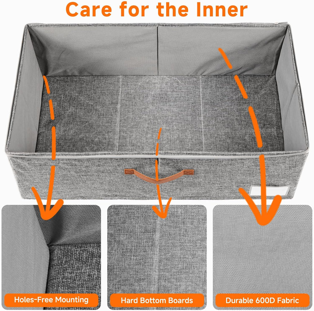 Grey Rolling Lidded Under Bed Storage Bins