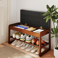 Wood Cushioned Flip Top Shoe Bench